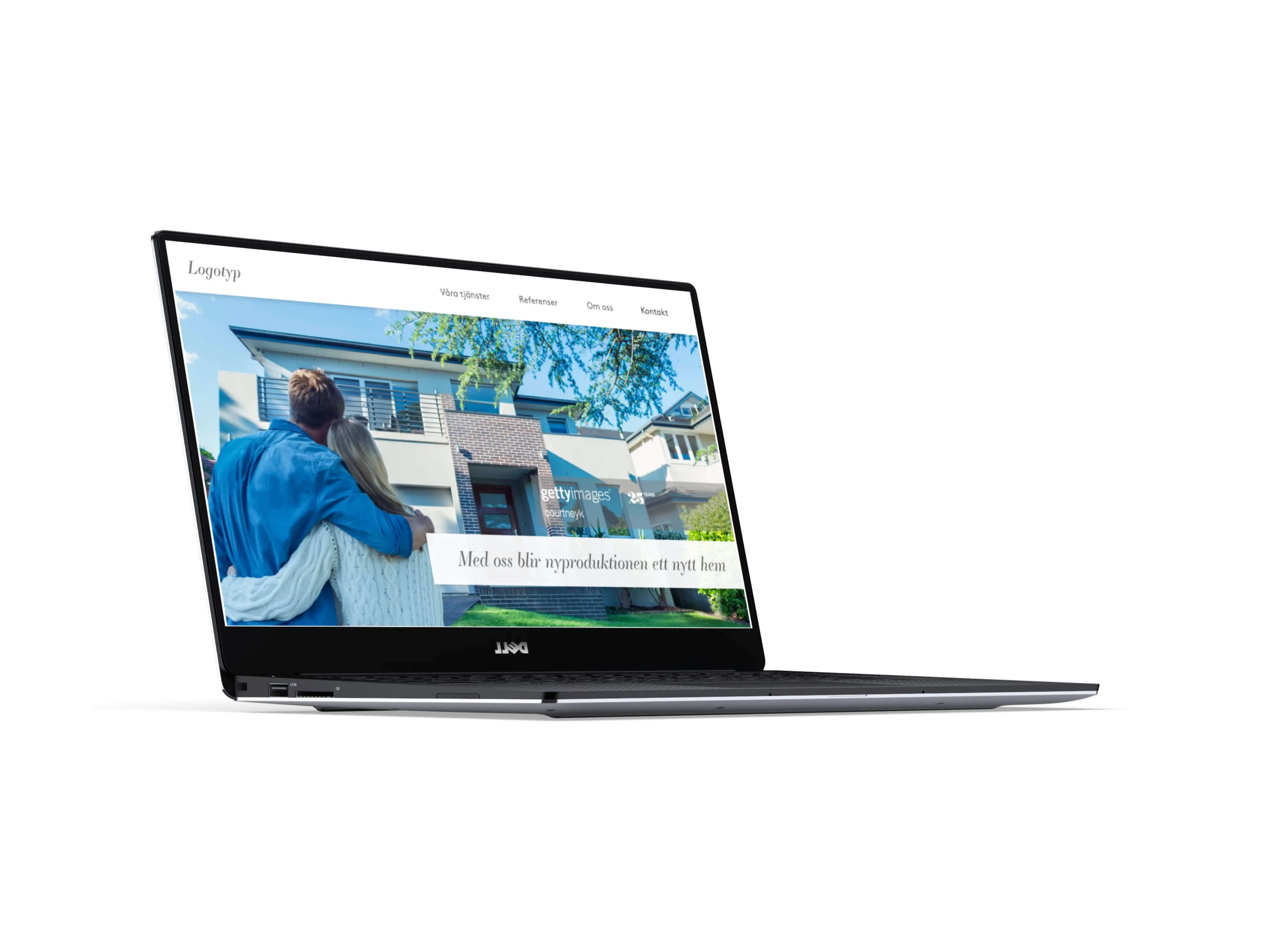 Laptop som visar en hemsida för det fiktiva företaget Byggspecialisterna